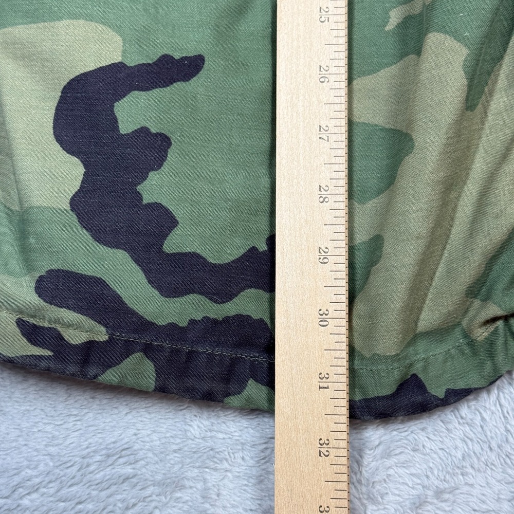 Vintage Army Camo Coat Jacket Cold Weather Small Long Woodland Distressed FLAW - Picture 7 of 16